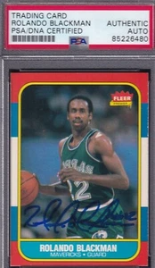 Fleer Rolando Blackman Dallas Mavericks 1986 raro firmado PSA ADN tarjeta autógrafo - Imagen 1 de 1