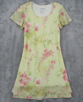 Vintage Coldwater Creek Dress 8 Floral A Line Midi Cottage Watercolor Chiffon - Image 1 of 4