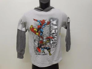 NEW-FLAWED IRONMAN THOR SPIDERMAN YOUTH LARGE L 14/16 HOODED SHIRT 67QY - Picture 1 of 1