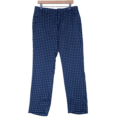 Pantalones para mujer Banana Republic Avery 6L azul satinado lunares pierna recta carrera Foto 1 de 4