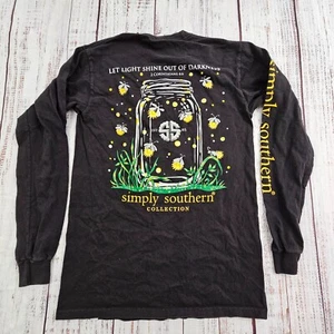 Camiseta Let Line Shine Out of Darkness Simply Southern Negra Manga Larga Para Hombre S - Imagen 1 de 9