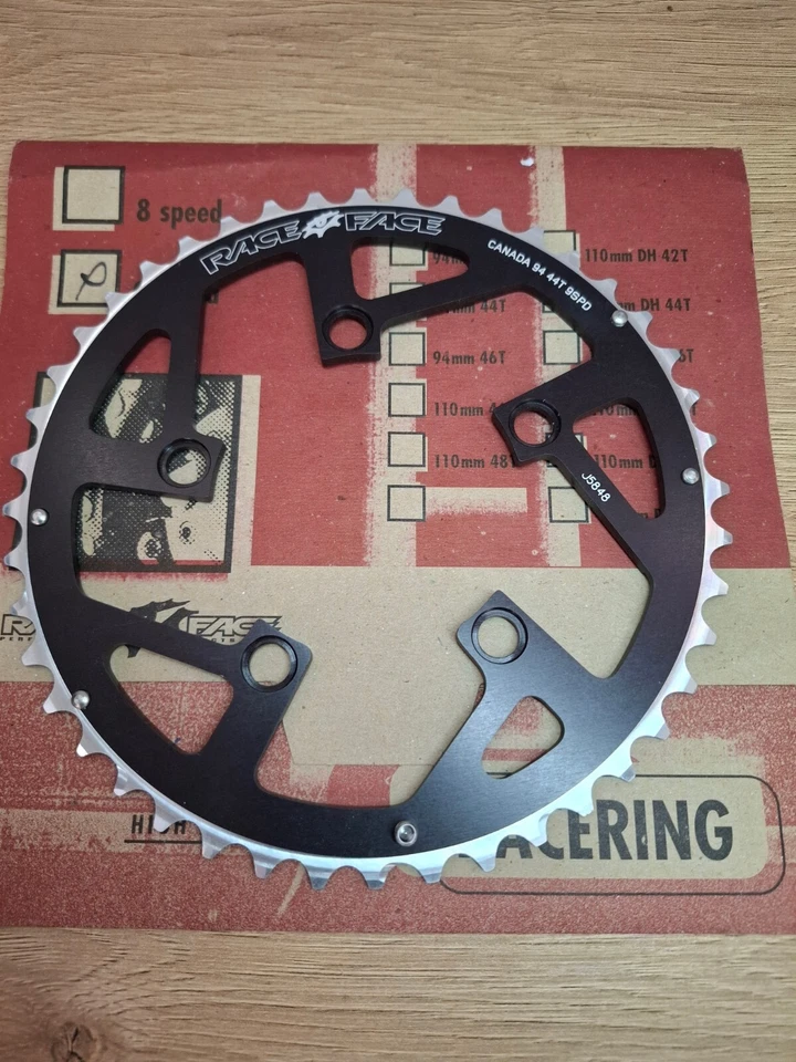 Retro Vintage Bicycle Parts NIB NOS RaceFace Chainring Sprocket 9-S, 94mm ,44T - Image 1 of 4