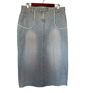 NWT Christopher & Banks Midi 32" Denim Skirt Size 12 Light Blue Modest 90s Y2K - Picture 1 of 10