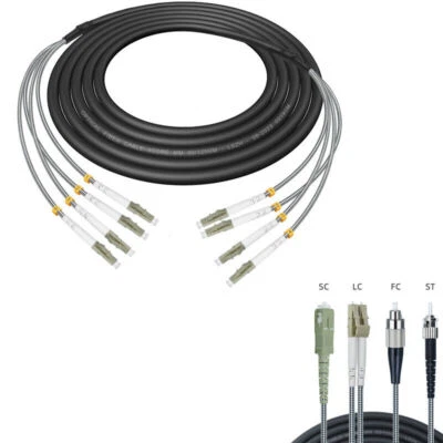 1M~20M 4 Strand MM OM3 7mm Fiber Optic Outdoor Cable with FC/SC/ST/LC Connector - Image 1 of 4