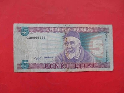 LITHUANIA 1993 Lietuvos Bankas 5 Litai. Pick 55a - Image 1 of 2