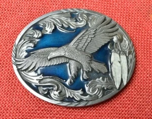Siskiyou Belt Buckle A-2, Pewter & Enamel Eagle & Feathers - Picture 1 of 2