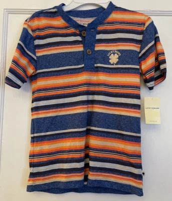 Lucky Brand Boys Short Sleeve Campanula Striped Shirt Size Small - Image 1 of 2
