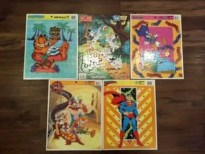 Vintage Frame Tray Puzzles Lot of 5 Garfield Superman Rescue Rangers Darkwing - Picture 1 of 7