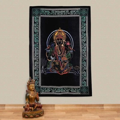 Tagesdecke Wandbehang Deko Tuch Lord Ganesha Meditation UV Aktiv ca.200 x135 cm  - Bild 1 von 4