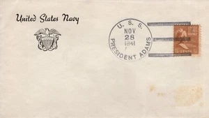 USS PRESIDENT ADAMS, 1941 FDC19612 - Picture 1 of 1