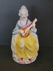 Occupied Japan Vintage Lady In Victorian Dress, Playing Mandolin  Figurine 4"