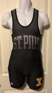 Brute Wrestling Singlet Adult Small High Cut Black Gray Lycra Spandex Cross - Picture 1 of 10
