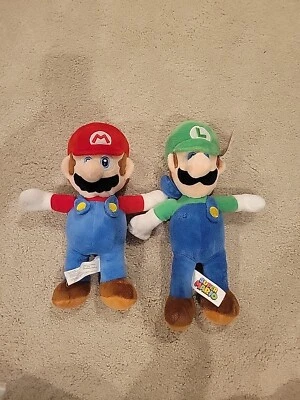 超级马里奥兄弟毛绒玩具。 2016 Mario,2017 Luigi - 12 英寸任天堂 Good Stuff — 第 1/4 张图片