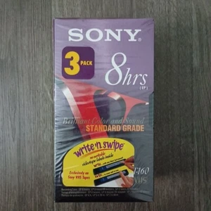 Sony T-160 Standard Grade 8 HR VHS Blank Tapes - Pack of 3 - Picture 1 of 6