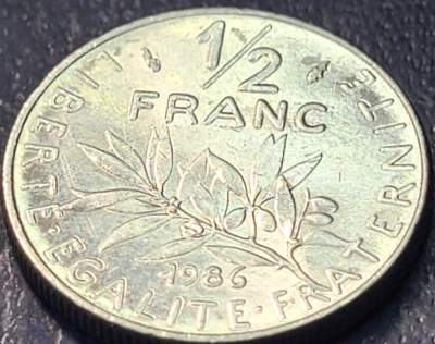 1986 France 1/2 Franc KM# 931.1 US SELLER COMBINED SHIPPING REFUND - Image 1 of 2