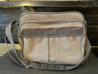 Samsonite Silhouette 4 Brown Tweed Travel Laptop Bag w/ Strap 1987 Shoulder Bag - Image 1 of 4