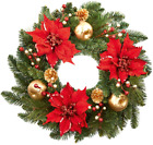 Premier - 60 cm couronne décorative poinsettia, rouge/or
