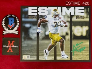 Audric Estime autographed signed 8x10 photo Notre Dame football Beckett Irish - Picture 1 of 1