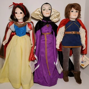 Dolls by Jerri 1983 Disney Snow White, Prince, Evil Queen 20" Porcelain Doll Lot - Picture 1 of 12