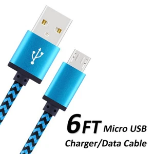 6FT Micro USB Charger Braided Fabric Cable Cord Sync For Android Cell Phone - Picture 1 of 3