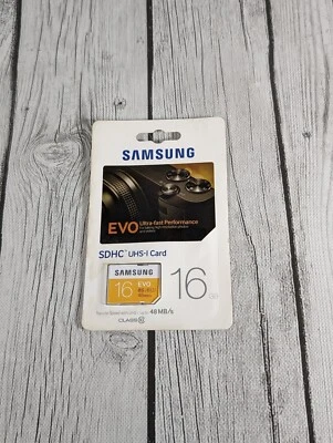 BRAND NEW Samsung 16GB EVO Class 10 SDHC Uhs-i Card up to 48MB/s  - Image 1 of 2