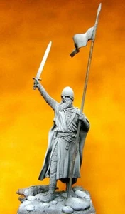 Black Dog 75mm (1/24) Crusader Knight in Chainmail Armor ca. 1220 w/Base F75001 - Picture 1 of 1