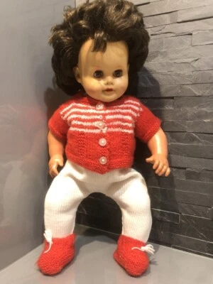 Poupée ancienne 50 cm - Yeux dormeurs , pouet mécanique - Vers années 60 - Photo 1/4