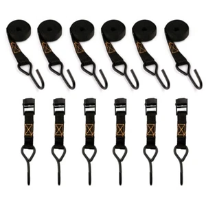 6 PCS Premium Lashing Strap Short 1 x 6 ft Cam Buckle Tie Down Straps With Hook - Picture 1 of 7