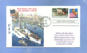 2559i USS ARIZONA BB-39 Battleship Pearl Harbor 1941, NYC Photo 1916, Flag FDC - Picture 1 of 1