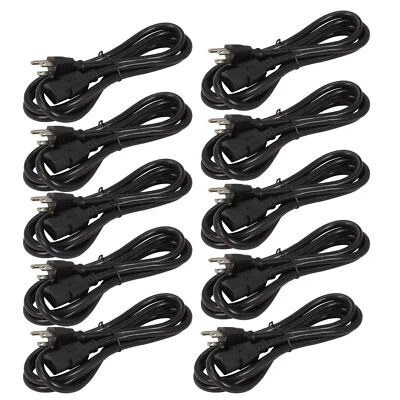 10 pack 6 ft Ballast Computer AC Power Cable 16 AWG 125V Cord PSU Supply 3 prong - Image 1 of 4
