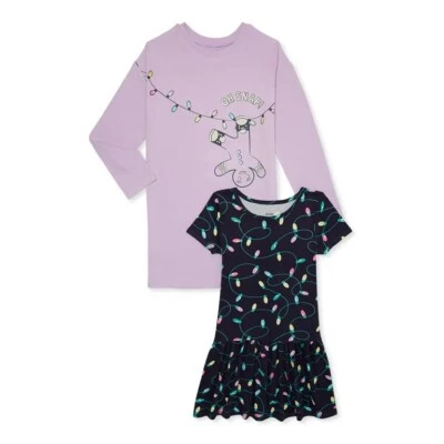 Wonder Nation Girls Reindeer or Gingerbread Dresses, 2-Pack - Image 1 of 4