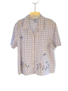 Alfred Dunner Damen Bluse mit Knopfleiste Größe 18 Kurzarm bestickt Blumen - Bild 1 von 5