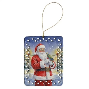 Caroline's Treasures Meyer s Parrot Santa Claus Porcelain Ornament FNT1206CO2 - Picture 1 of 3