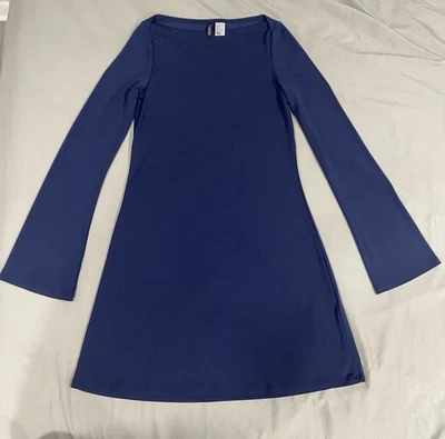 Boat-neck Jersey Dress -Dark Blue Ladies -Ladies Small Size |H&M - Image 1 of 4