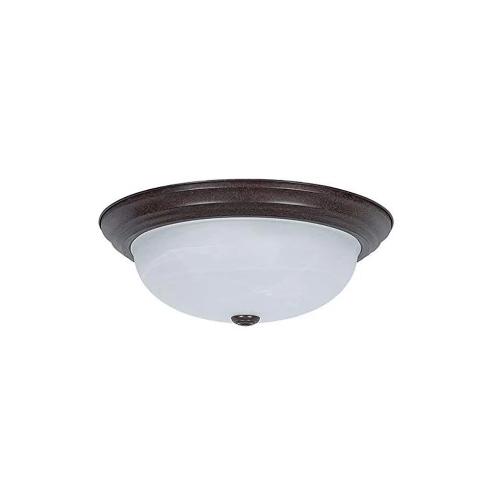 Sunset Lighting 15" 3-Light Flush Mount Faux Alabaster Glass w/ Rubbed Bronze Fi - Image 1 of 1
