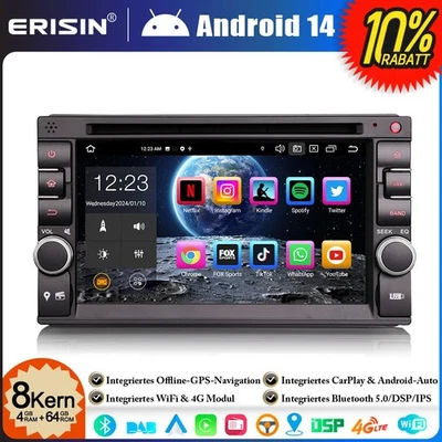 64GB Android 14 Doppel Din Autoradio GPS Navi Für Nissan DSP CarPlay DVD BT 5.0 - Bild 1 von 4