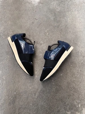 Balenciaga Race Runners in Blue Patent Sz 41 - Image 1 of 4