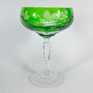 LAUSITZER LA16 Champagne Sherbet Green Cut to Clear Crystal Floral & Grapes - Picture 1 of 13