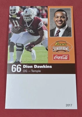 Dion Dawkins RC 2017 Senior Bowl Temple Owls Rookie Buffalo Bills - Image 1 of 2