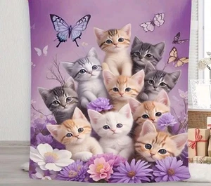 Kätzchen Katze Decke weiches Fleece leicht 60 x 80 Zoll NEU kostenloser Versand - Bild 1 von 1