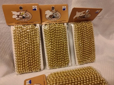 4 Packs Tiny Gold Pearl String Beads*4mm/20 yds*Crafts*Mini Christmas Trees* - Image 1 of 4