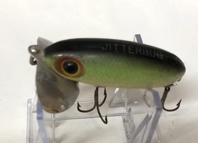Señuelo de pesca vintage Fred Arbogast Jitterbug escala de peces verdes Foto 1 de 4
