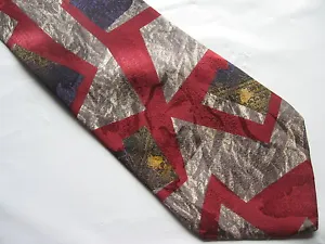 56 x 3.75 Red Grey Blue Silk Tie Necktie PARK AVENUE  (470)  - Picture 1 of 2