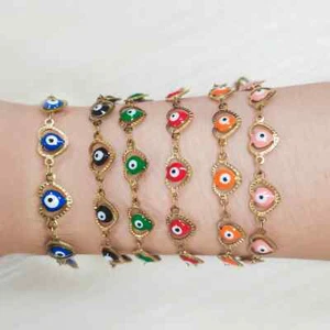 Bracciale Loving Fashion da donna in acciaio inox occhio di diavolo braccialetto Messico - Foto 1 di 18
