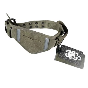 Tactical Dog Collar With Handle And Air Tag Holder Green Size Medium - Picture 1 of 5