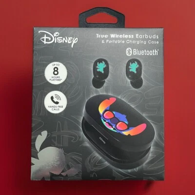 DISNEY STITCH True Wireless Earbuds & Portable Charging Case Bluetooth NEW - Image 1 of 4