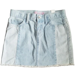 The Children's Place Mädchen Rock blau Denim Minirock Größe 6 Colorblock ausgefranst  - Bild 1 von 8