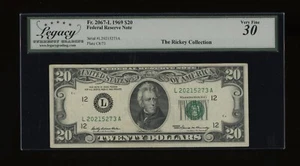 DBR 1969 $20 FRN San Francisco Fr. 2067-L Legacy 30 Serial L20215273A - Picture 1 of 2