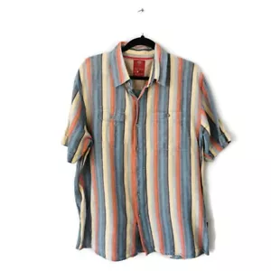 FAT FACE Multicoloured Striped Linen Mix Short Sleeve Shirt XL Holidays Summer - Picture 1 of 13