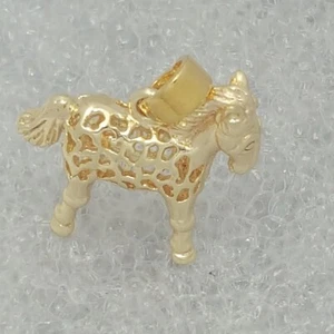 18K Gold Filled Stunning Italian Filigree Pony 18ct GF Horse Pendant 15mm - Picture 1 of 11